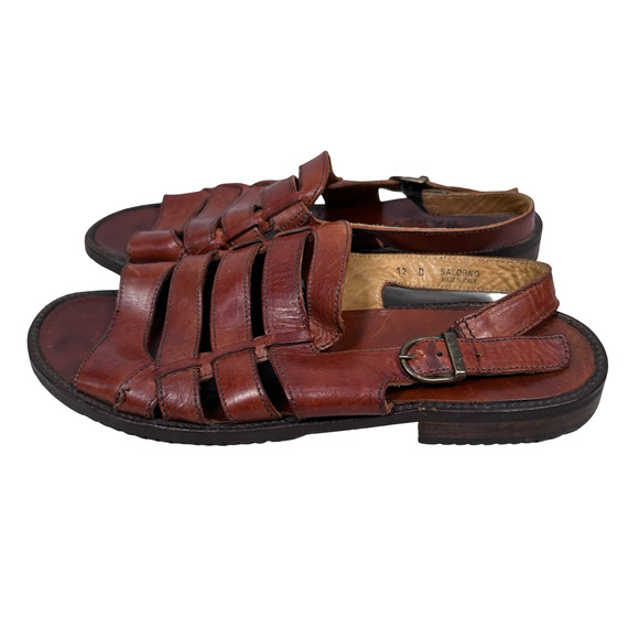 Bally Salorno Sandals Men’s US 12 D Brown Leather Fisherman Open Toe Slingback - Picture 3 of 8